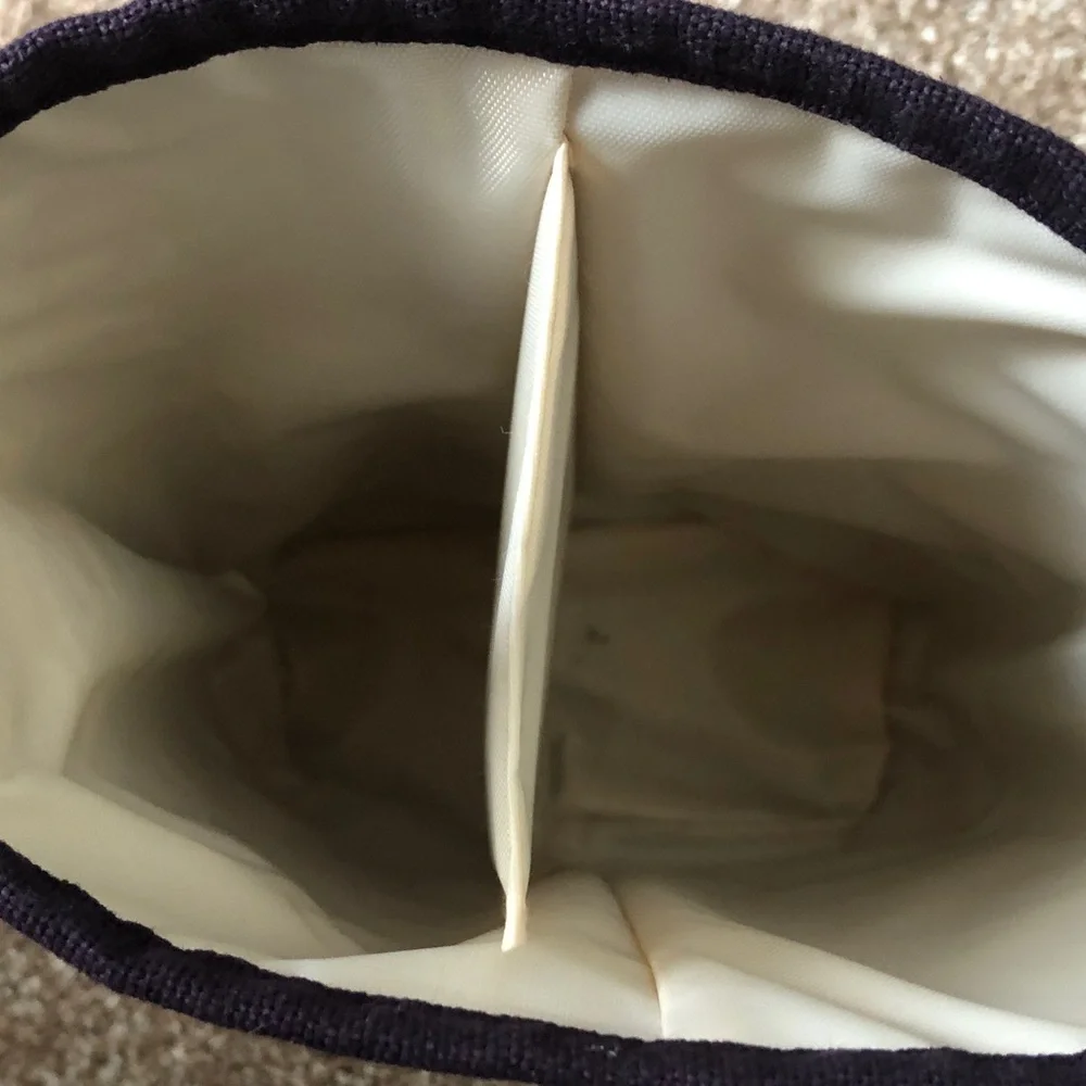 Spartina 449 Double Wine Caddy Ashley River navy blue/off white linen New - Picture 7 of 10